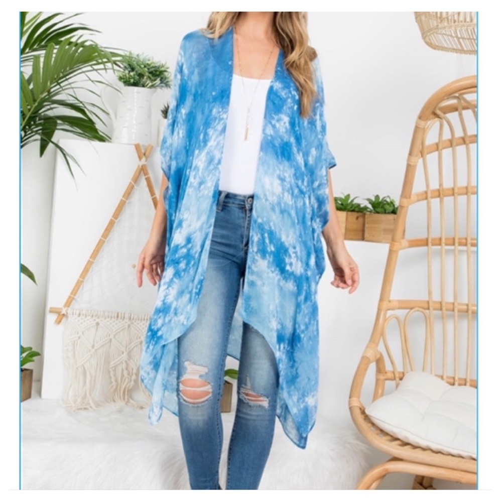 Showstopper Kimono Swim Coverup Robe Wrap with Sleeves One Size S-2XL - Picture 2 of 4